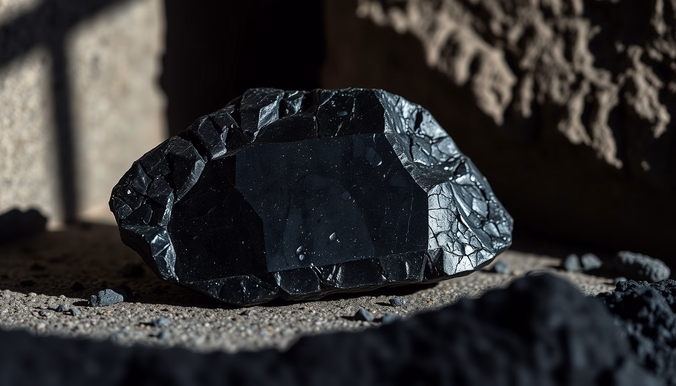 volcanic rock obsidian in editorial style