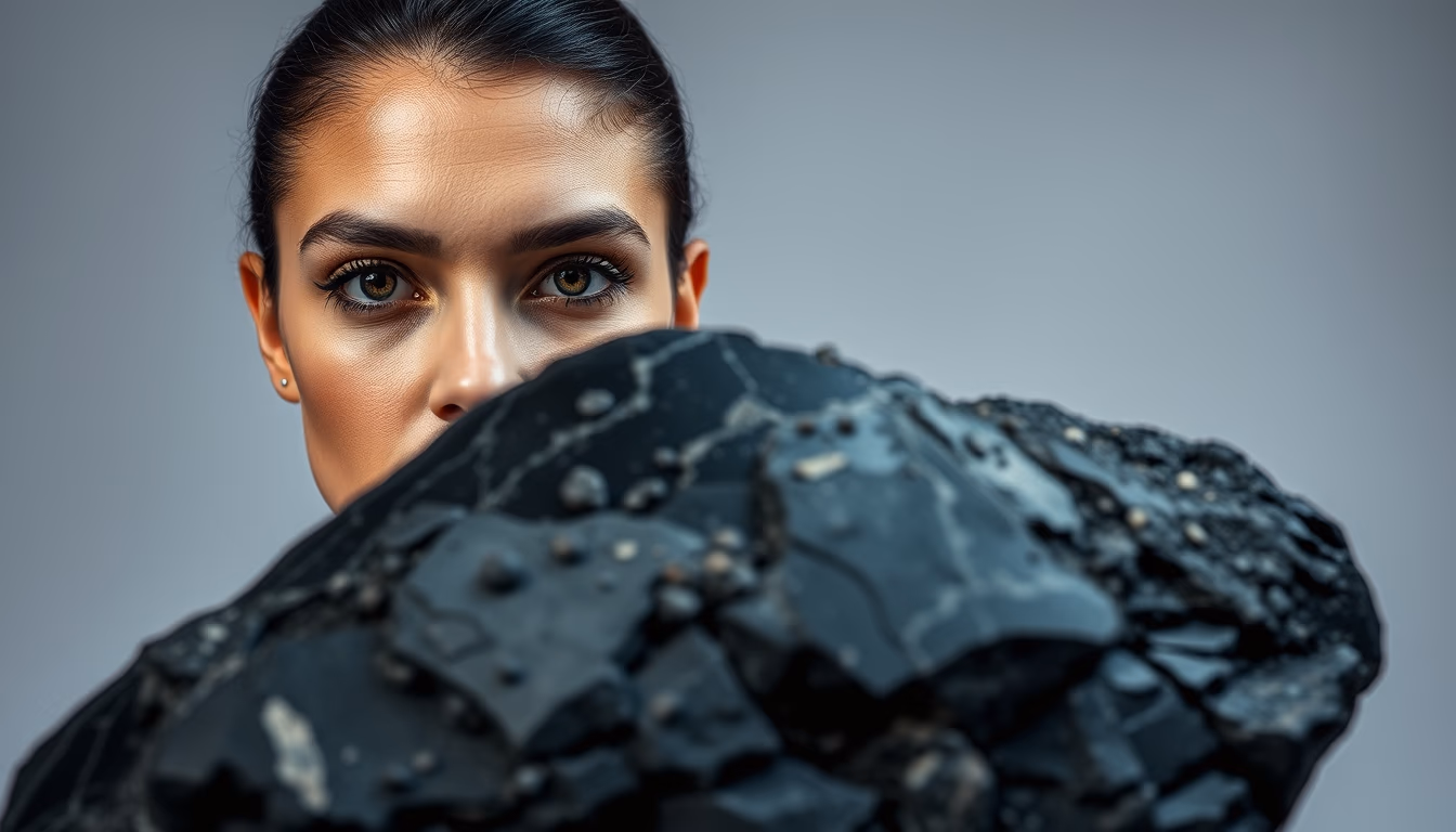 volcanic rock obsidian in editorial style