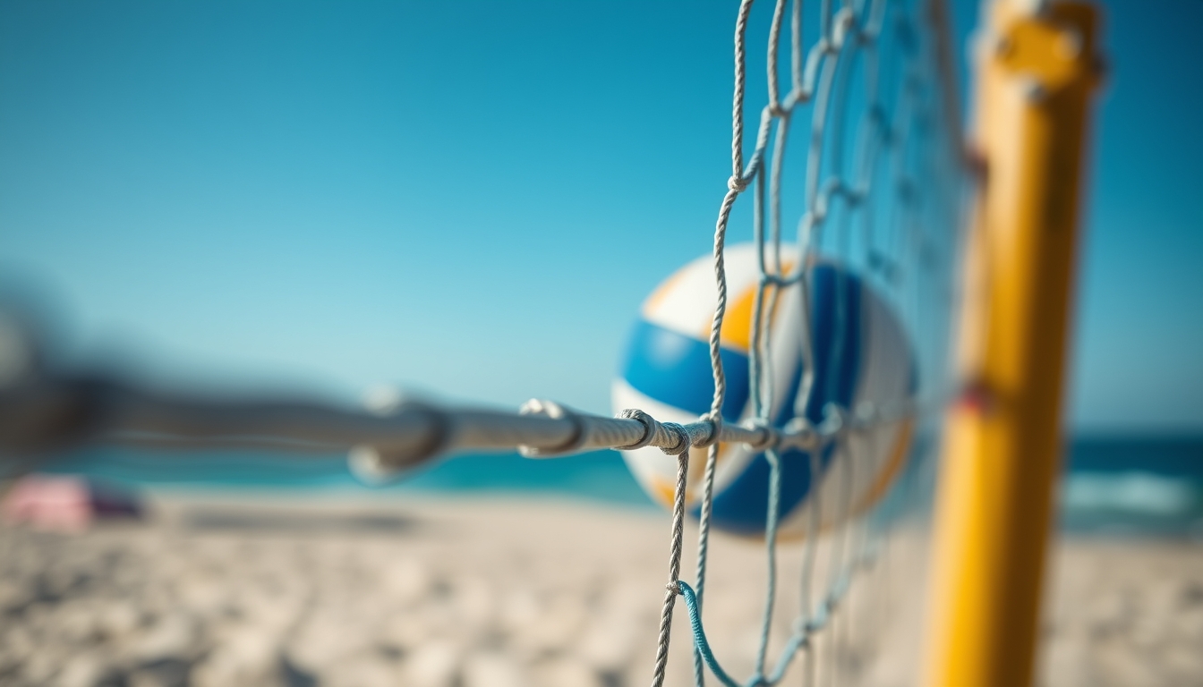 volleyball net beach in editorial style