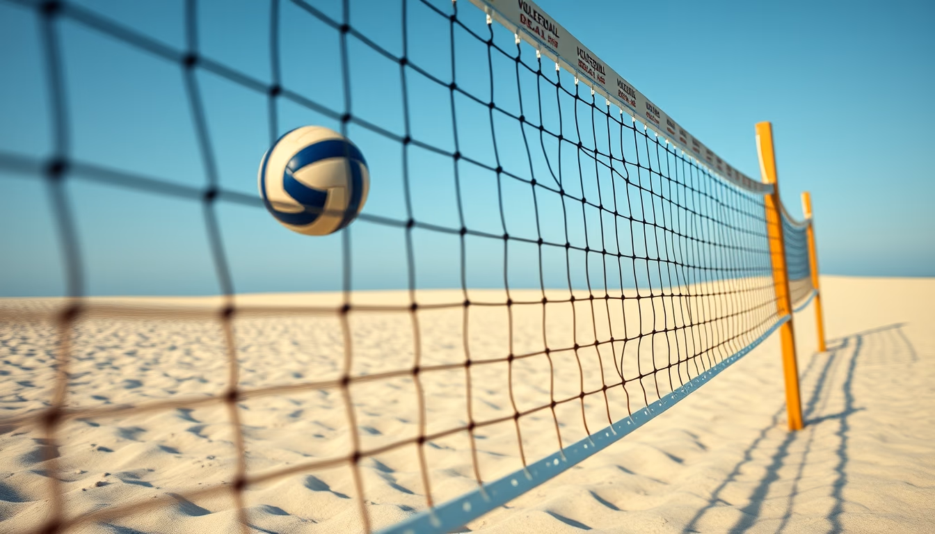 volleyball net beach in editorial style
