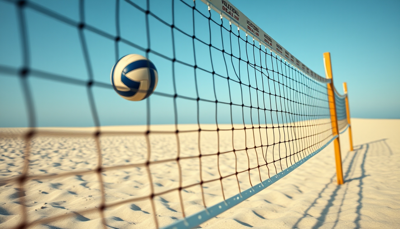 volleyball net beach in editorial style