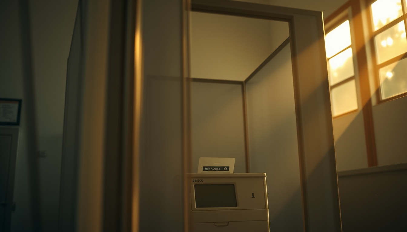 Voting booth with Brazilian electronic ballot machine urna eletrônica em estilo editorial