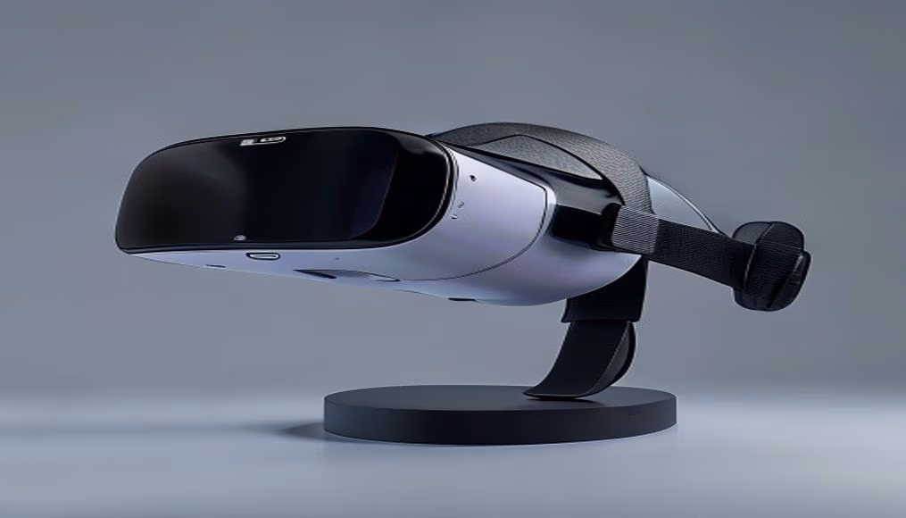 Vr headset on stand em estilo editorial