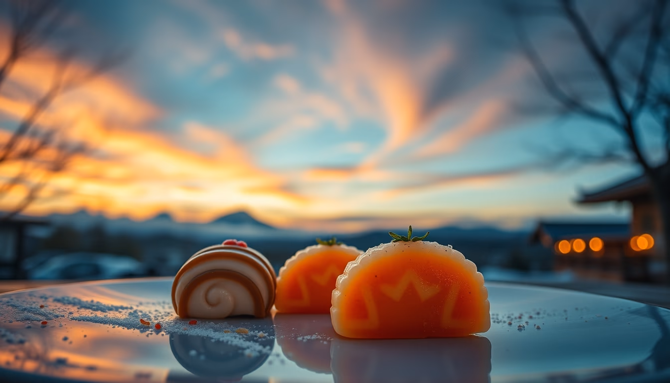 wagashi sweets seasonal in editorial style