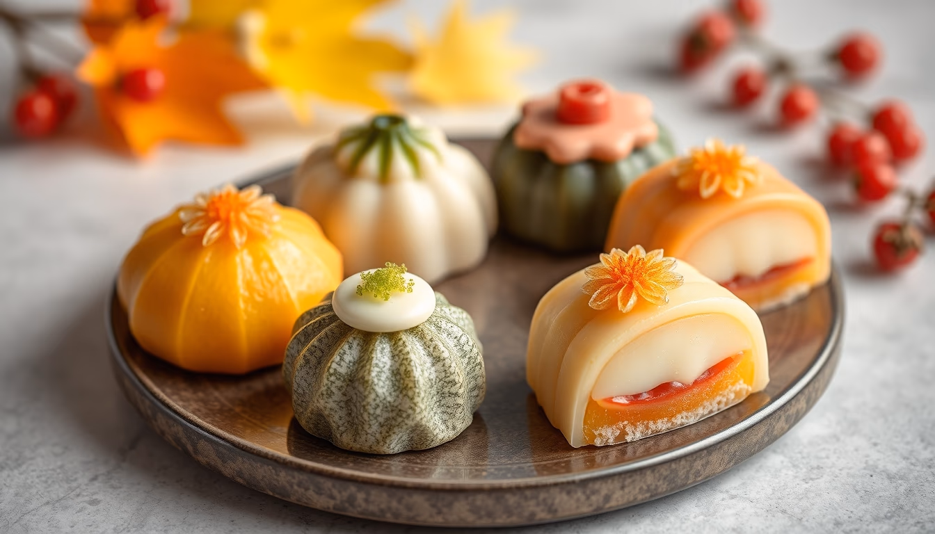 wagashi sweets seasonal in editorial style