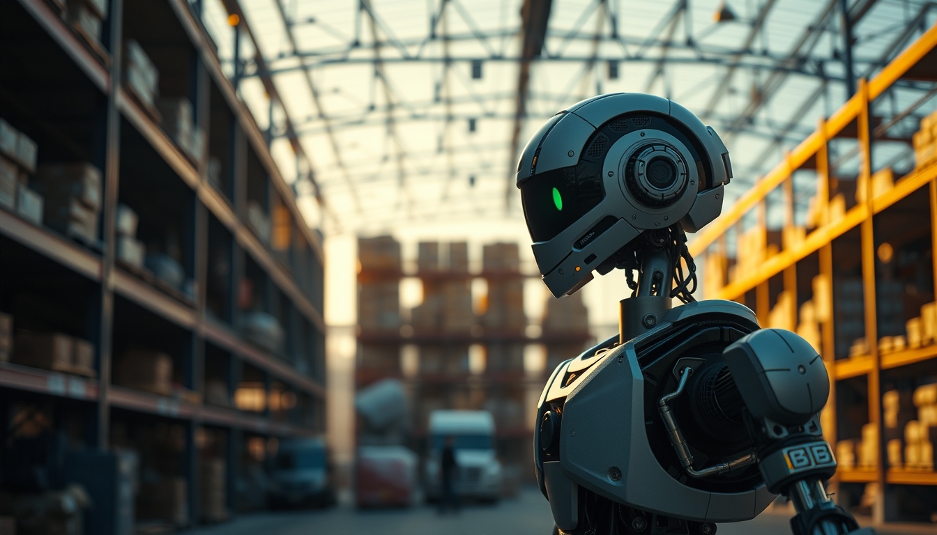 warehouse robot agv in editorial style