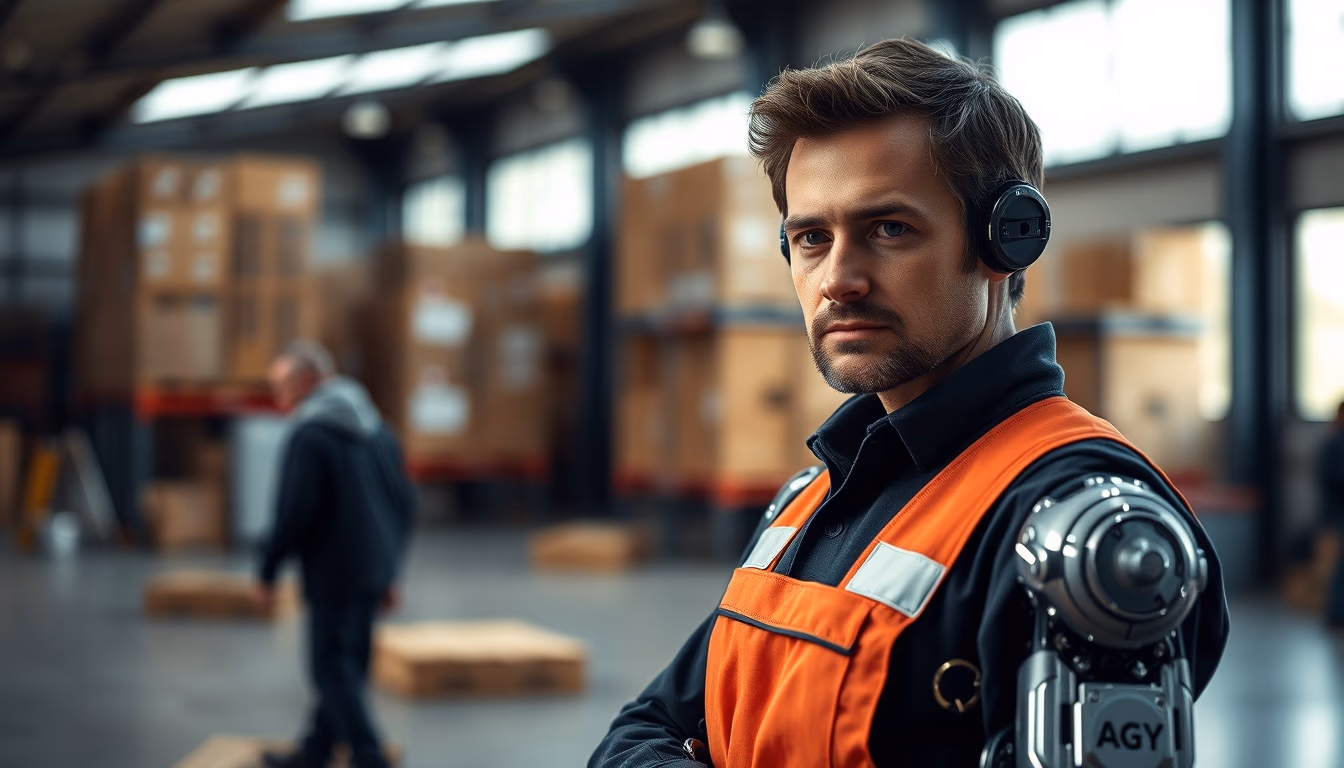 warehouse robot agv in editorial style