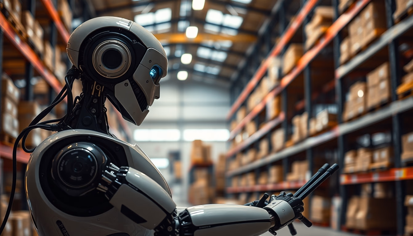 Warehouse robot agv em estilo editorial