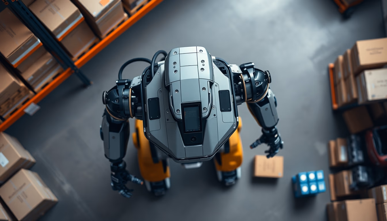 warehouse robot agv in editorial style