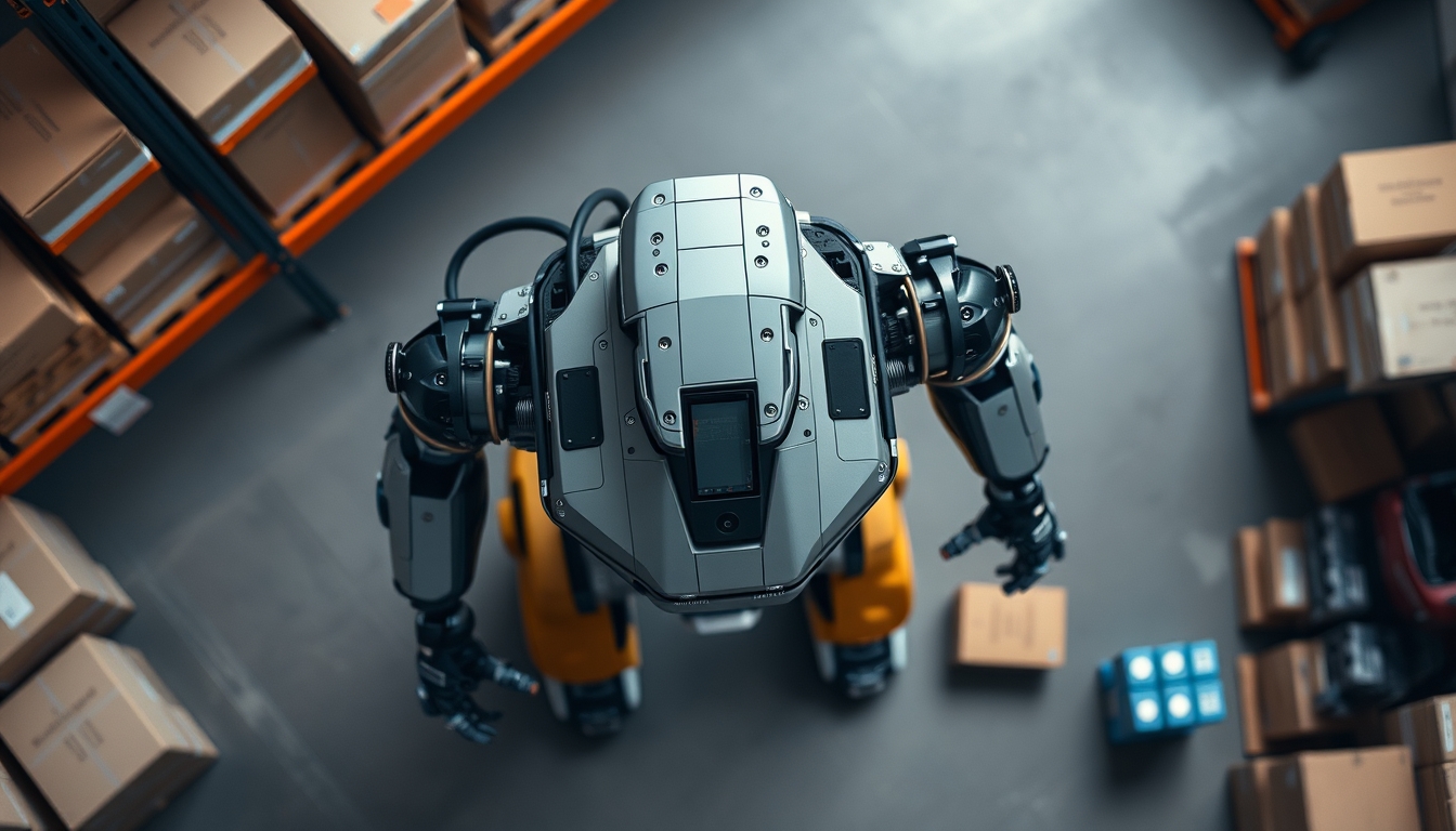 warehouse robot agv in editorial style