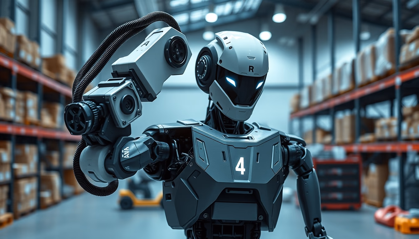 Warehouse robot agv em estilo editorial