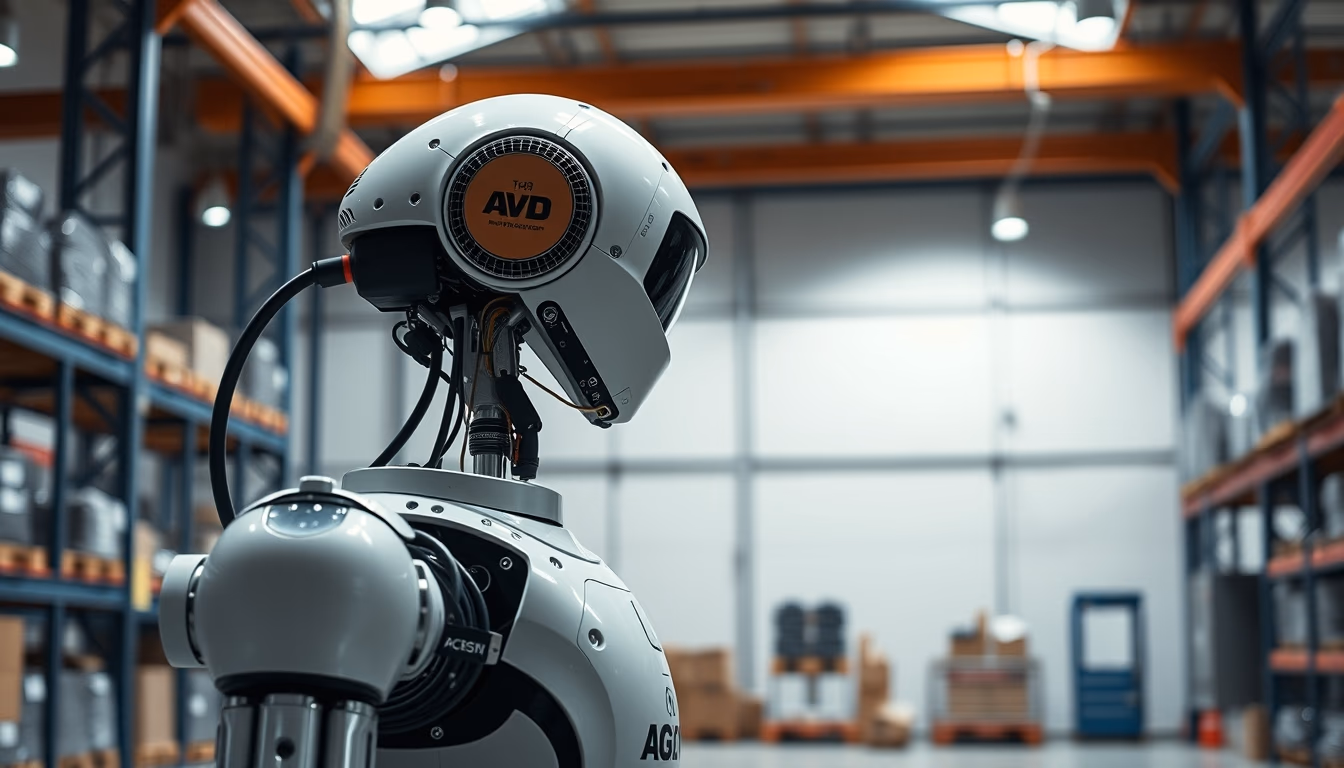 warehouse robot agv in editorial style