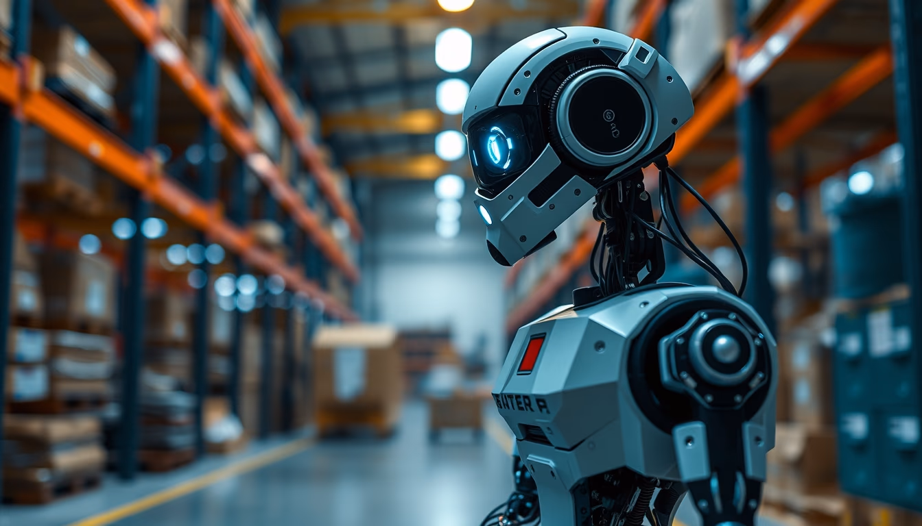 warehouse robot agv in editorial style