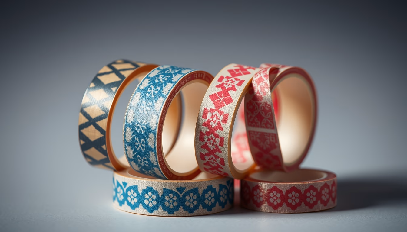 washi tape rolls in editorial style