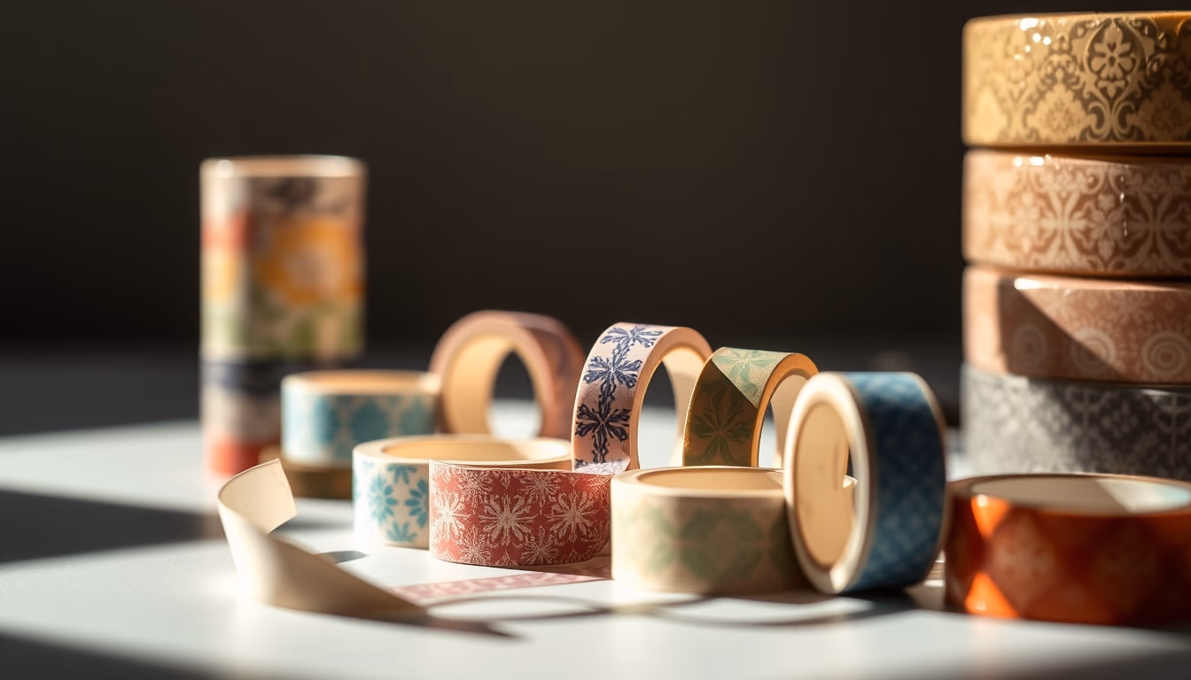 washi tape rolls in editorial style