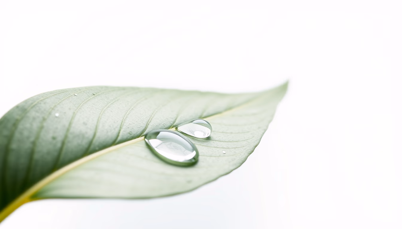 water droplet on leaf in editorial style
