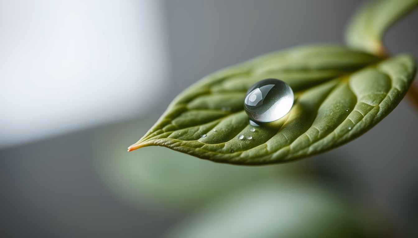 Water droplet on leaf em estilo editorial