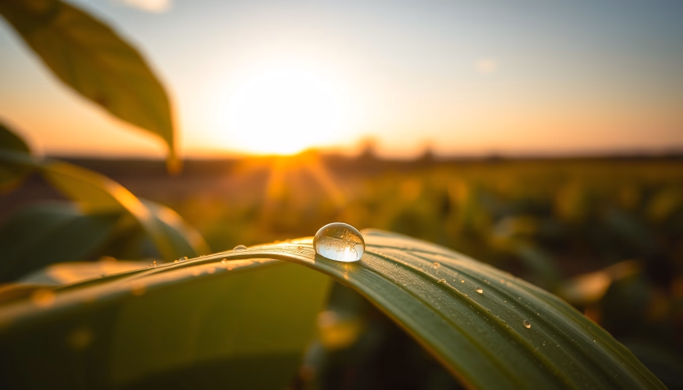 water droplet on leaf in editorial style