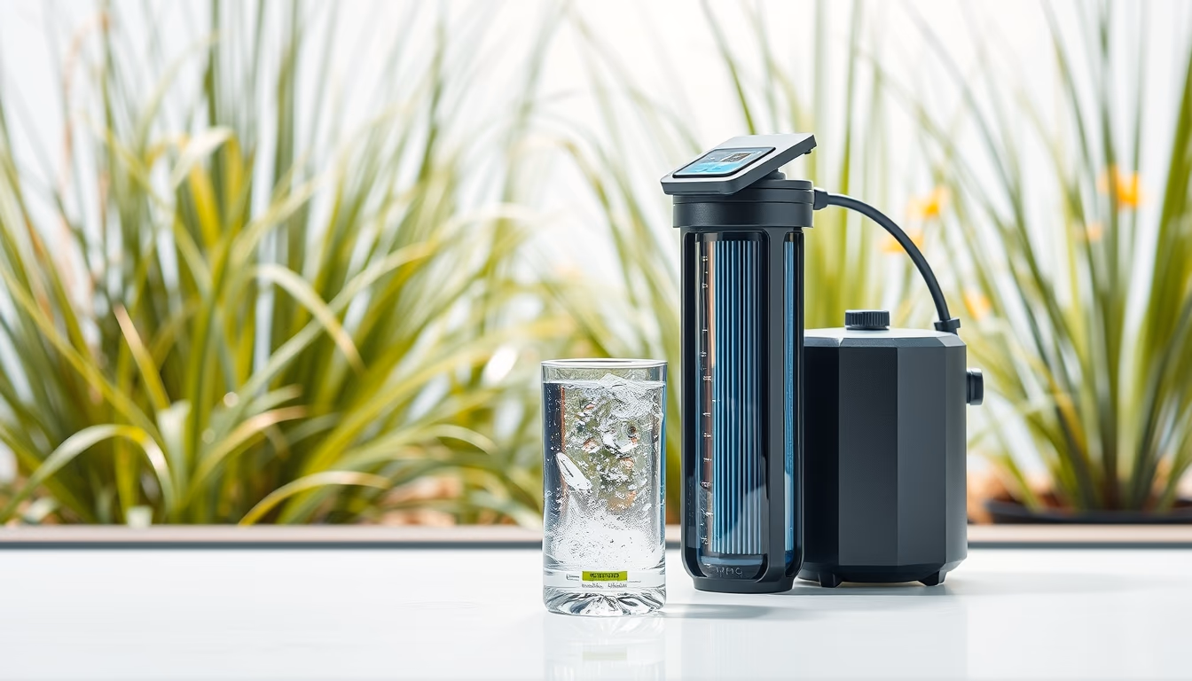 water filter outdoor in editorial style