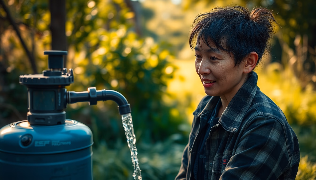 water filter outdoor in editorial style