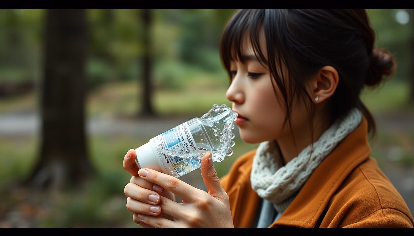 water filter outdoor in editorial style