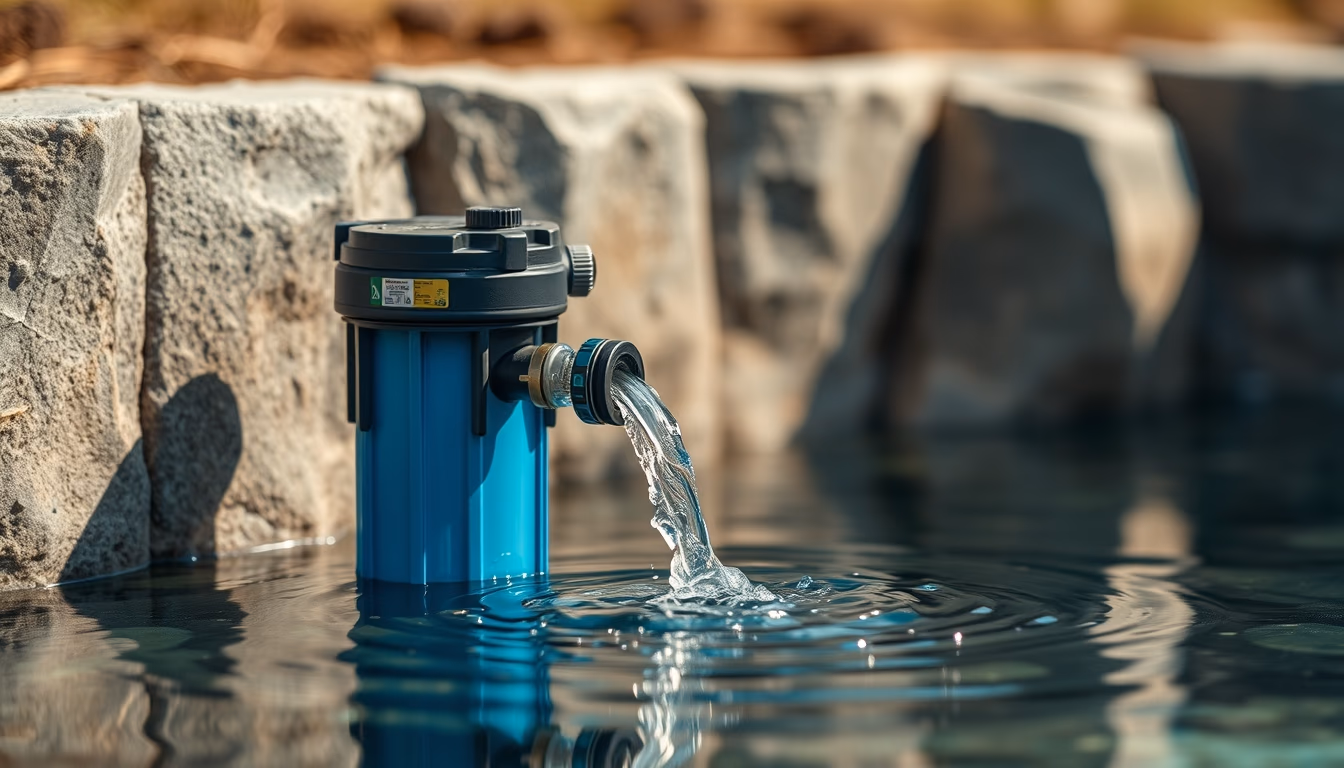 water filter outdoor in editorial style