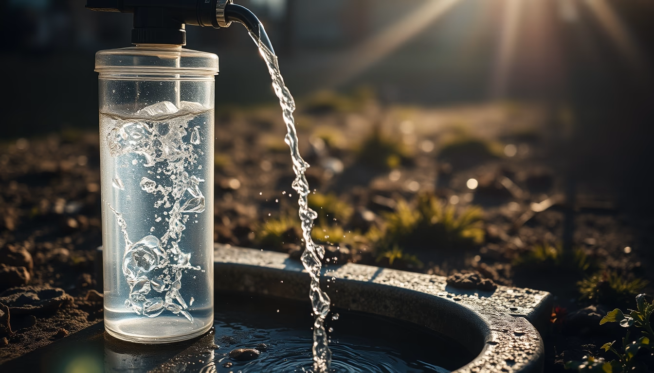 water filter outdoor in editorial style