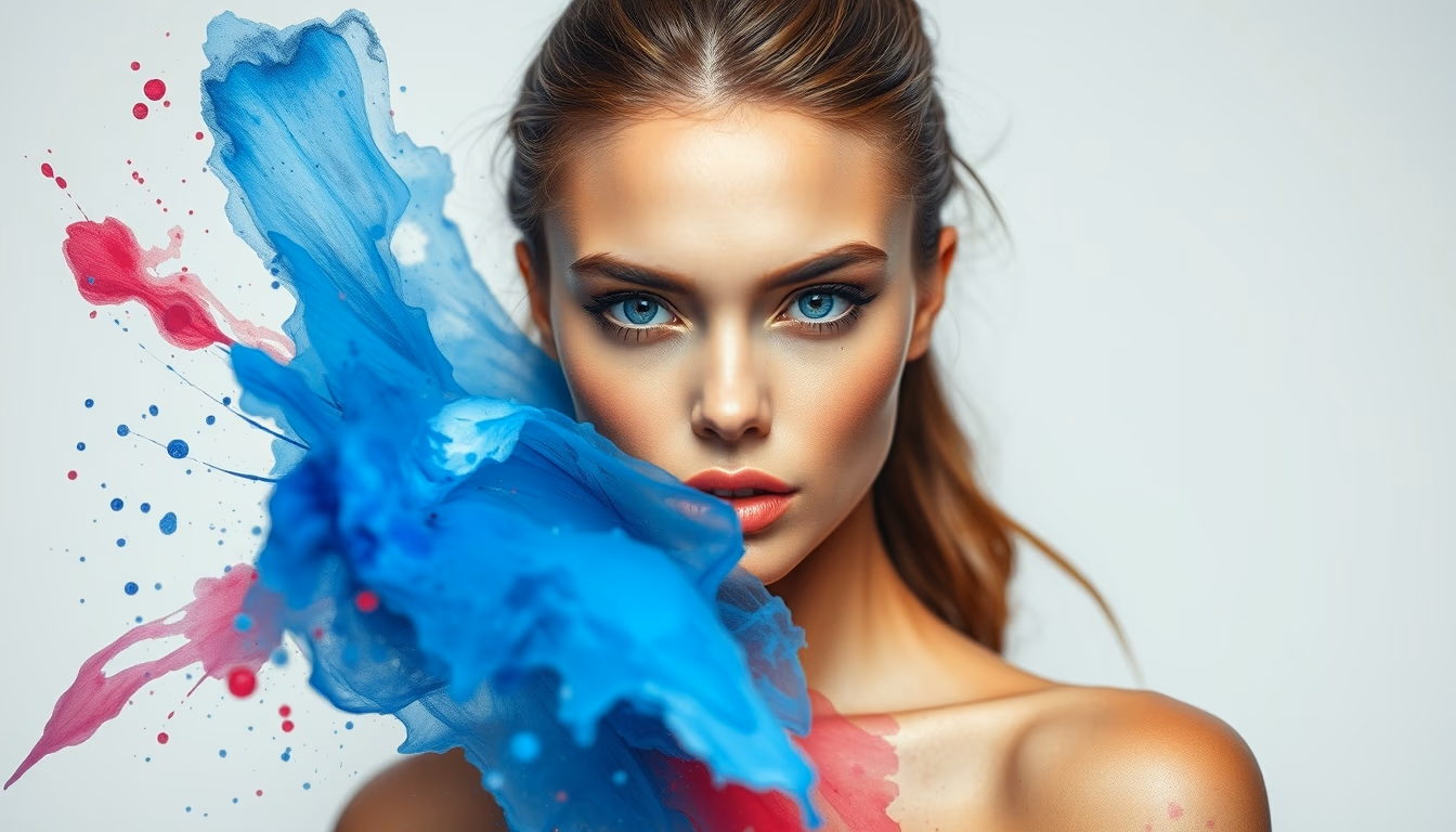 watercolor brush splash in editorial style