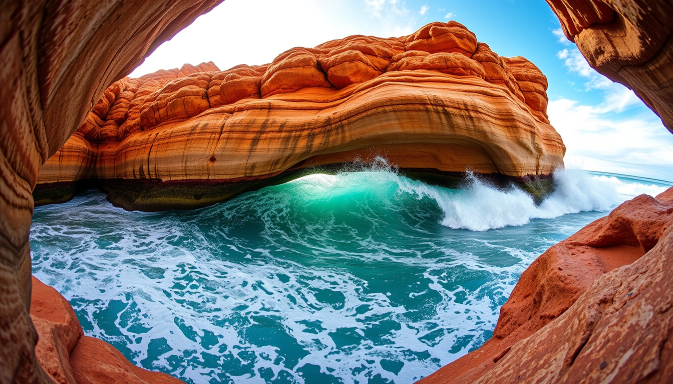 wave rock australia in editorial style