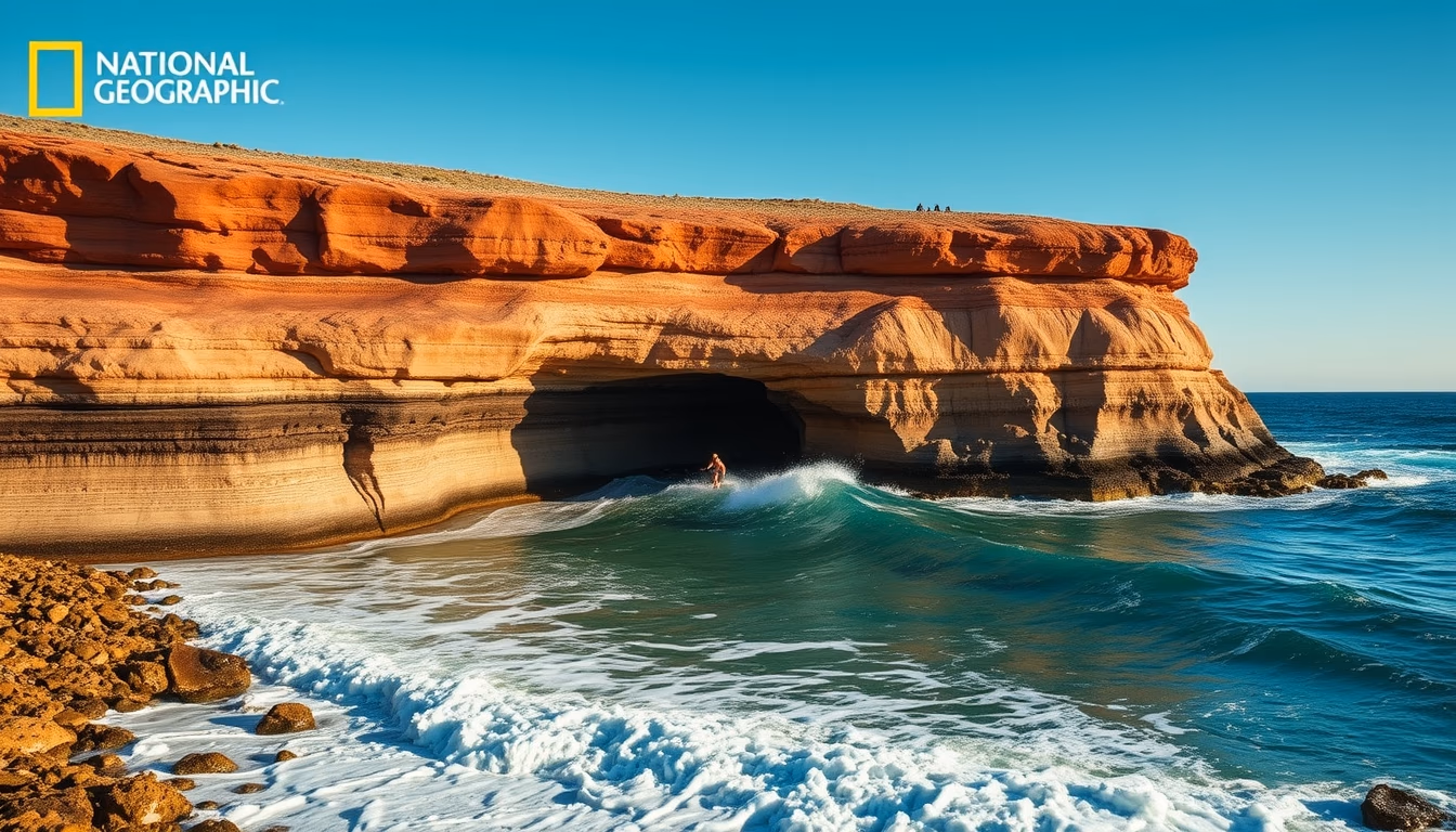 wave rock australia in editorial style