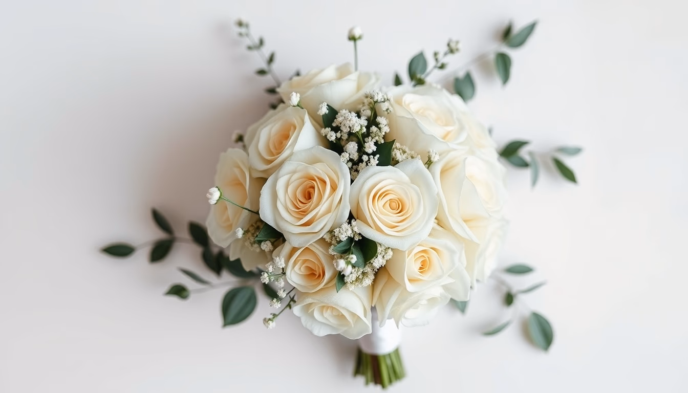 wedding bouquet white in editorial style