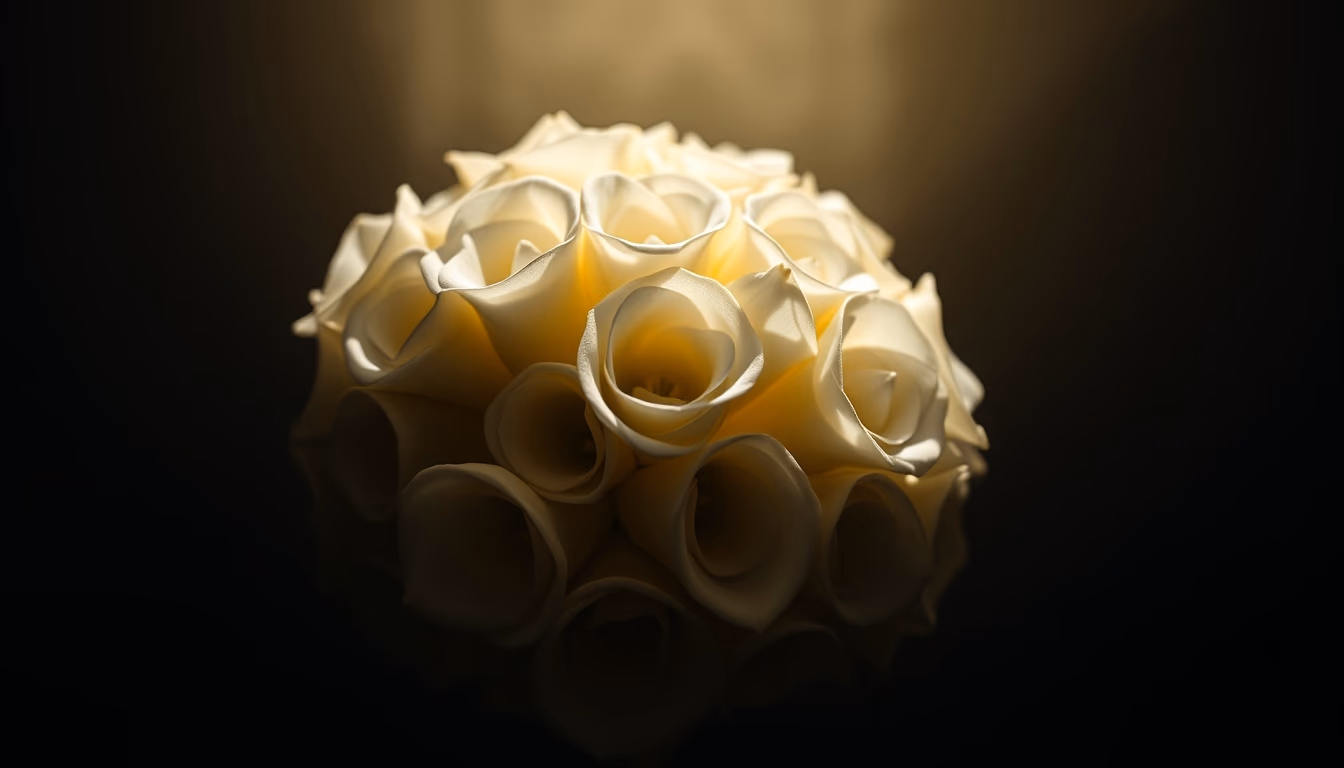 wedding bouquet white in editorial style