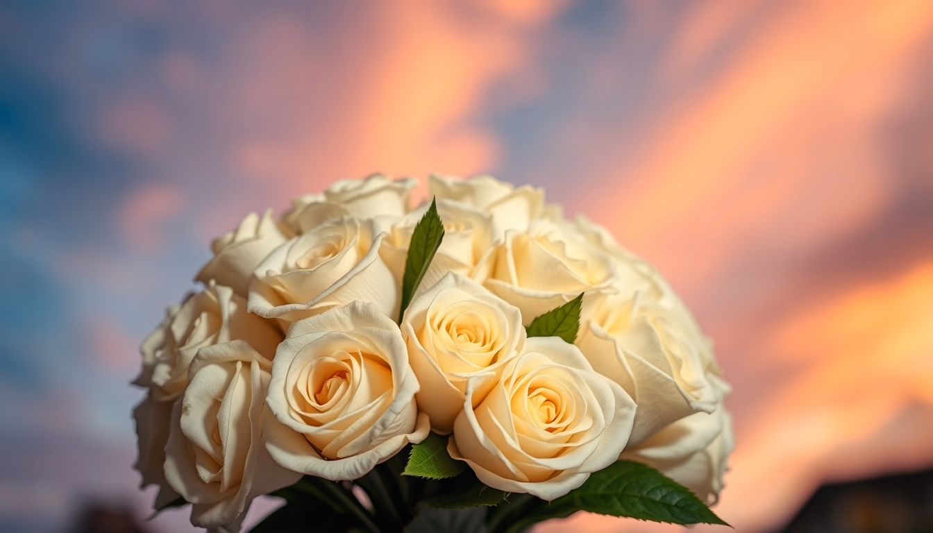 wedding bouquet white roses in editorial style