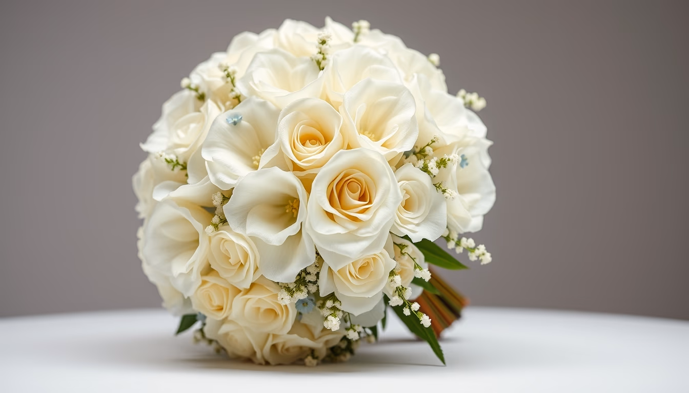 wedding bouquet white in editorial style
