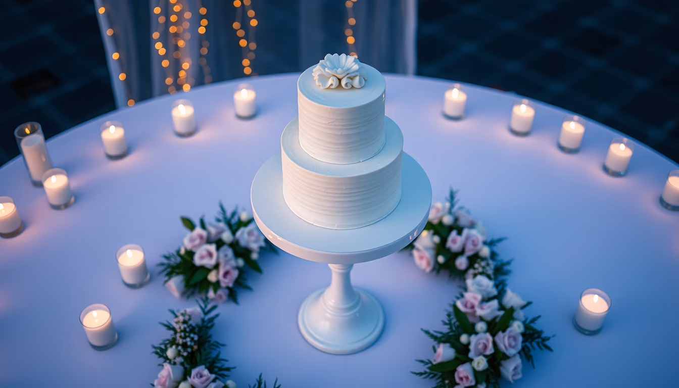 wedding cake stand white in editorial style