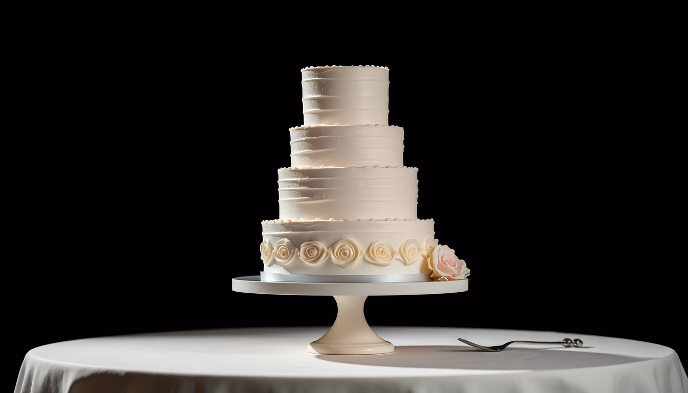 wedding cake stand white in editorial style