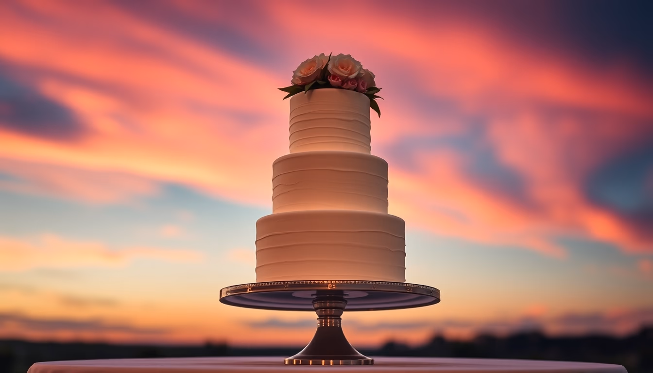 wedding cake stand white in editorial style