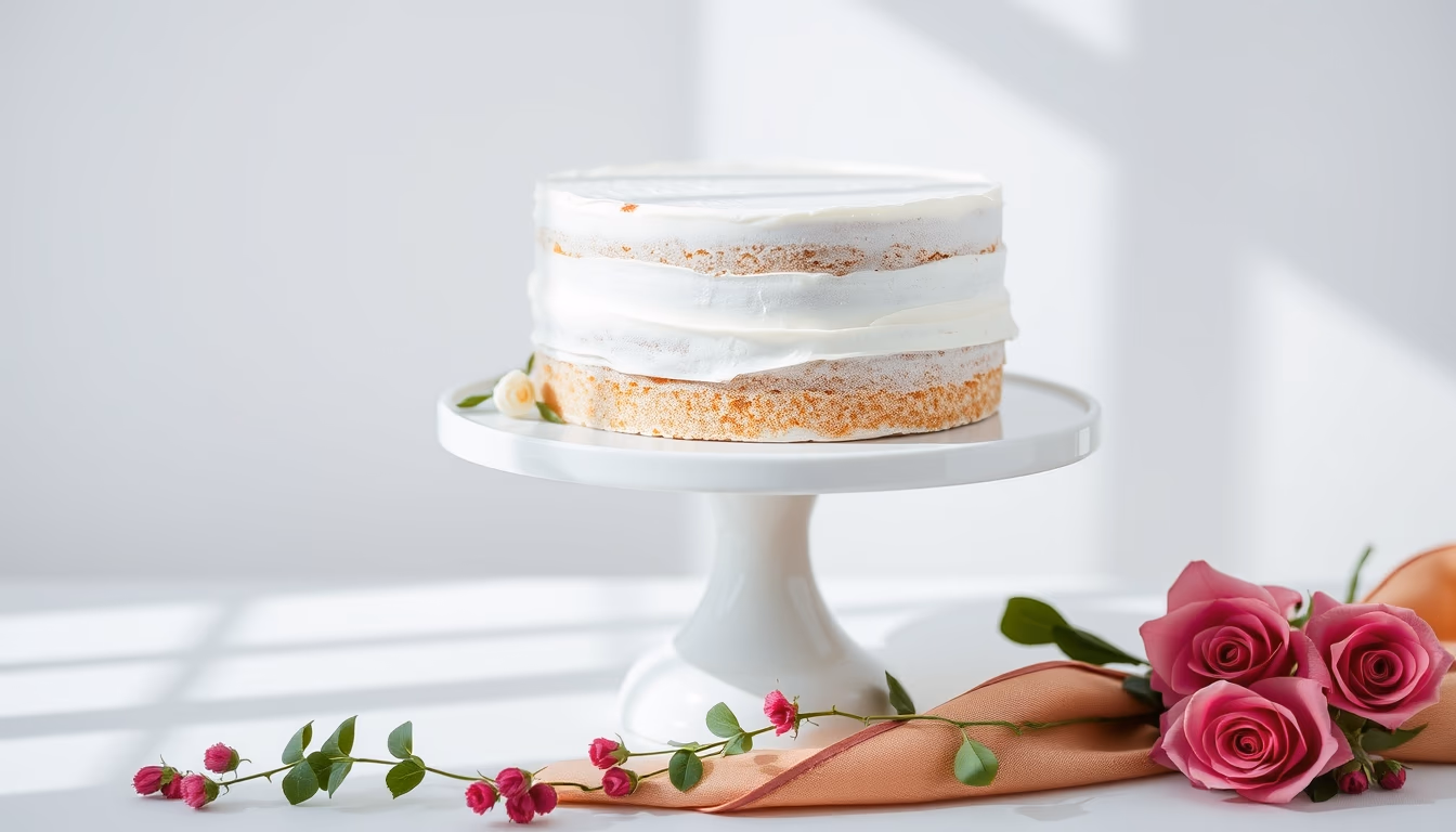 wedding cake stand white in editorial style