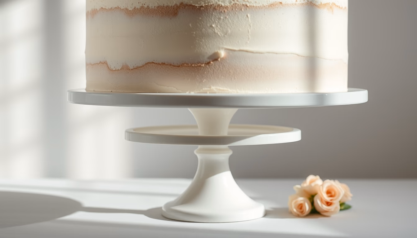 wedding cake stand white in editorial style