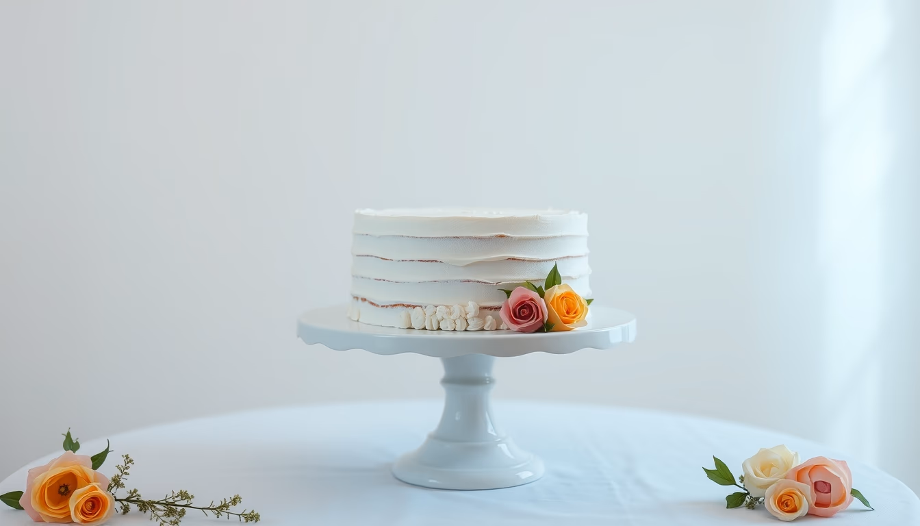 wedding cake stand white in editorial style