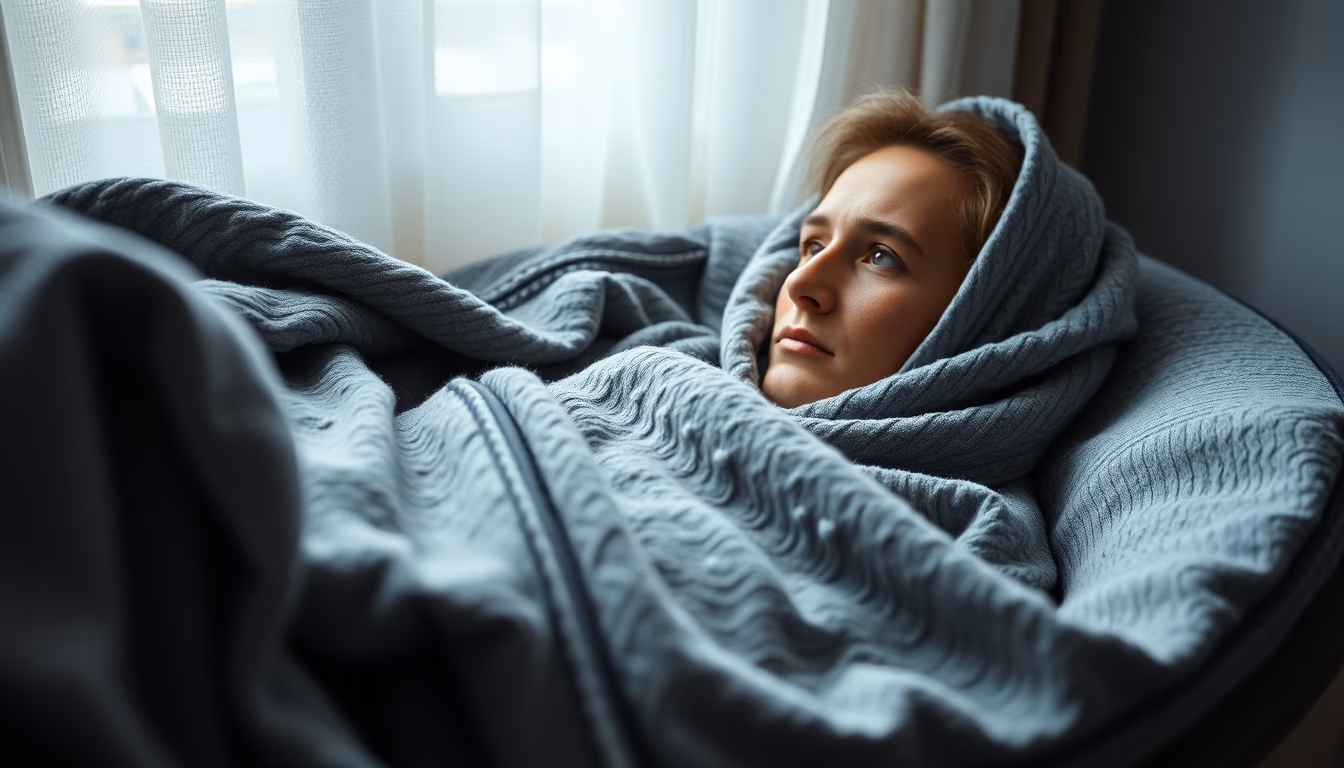 weighted blanket gray in editorial style