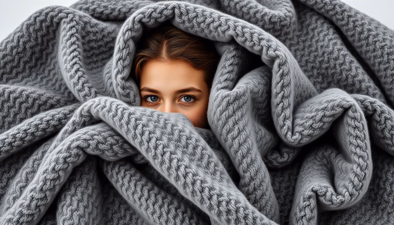 weighted blanket gray in editorial style