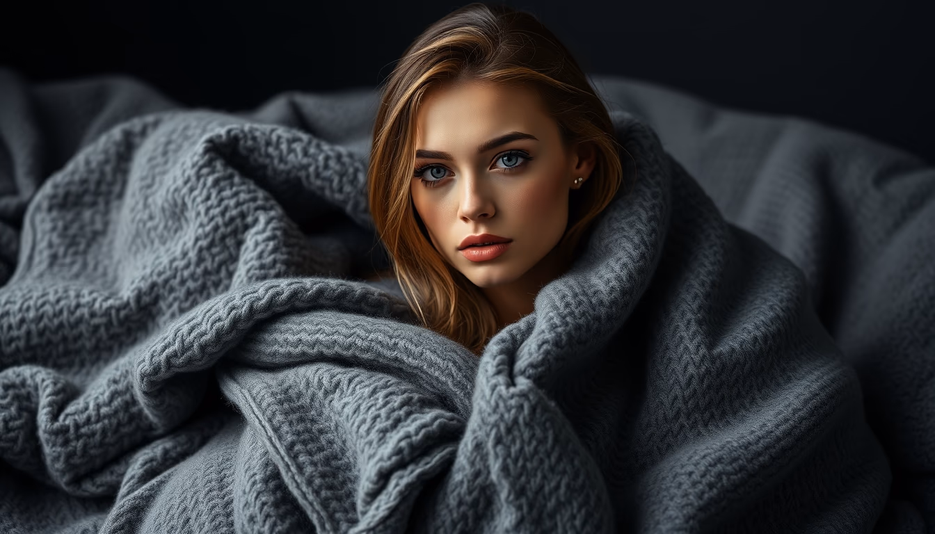 weighted blanket gray in editorial style
