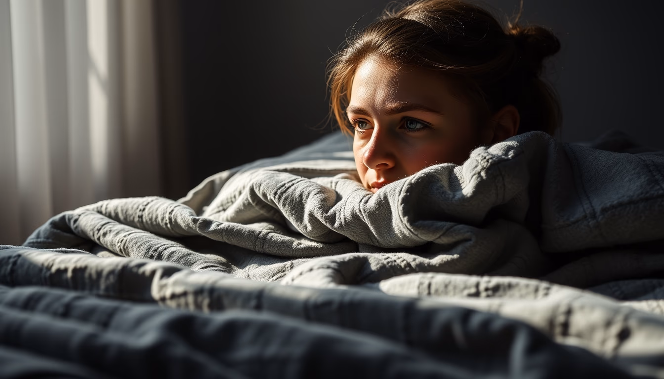 weighted blanket gray in editorial style