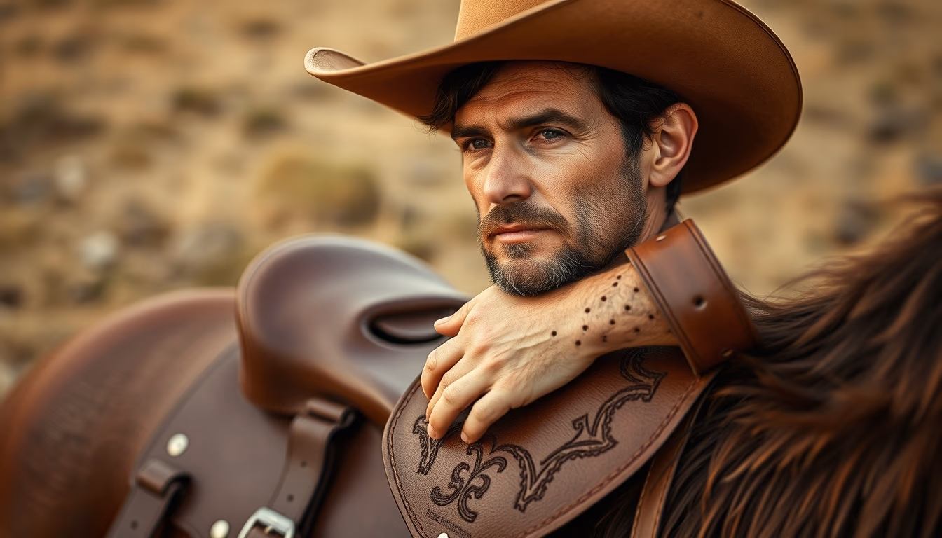 western saddle leather in editorial style