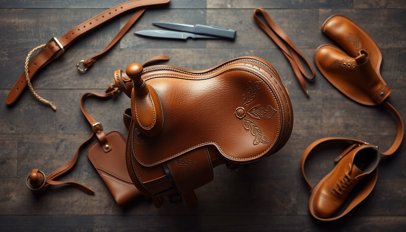 western saddle leather in editorial style