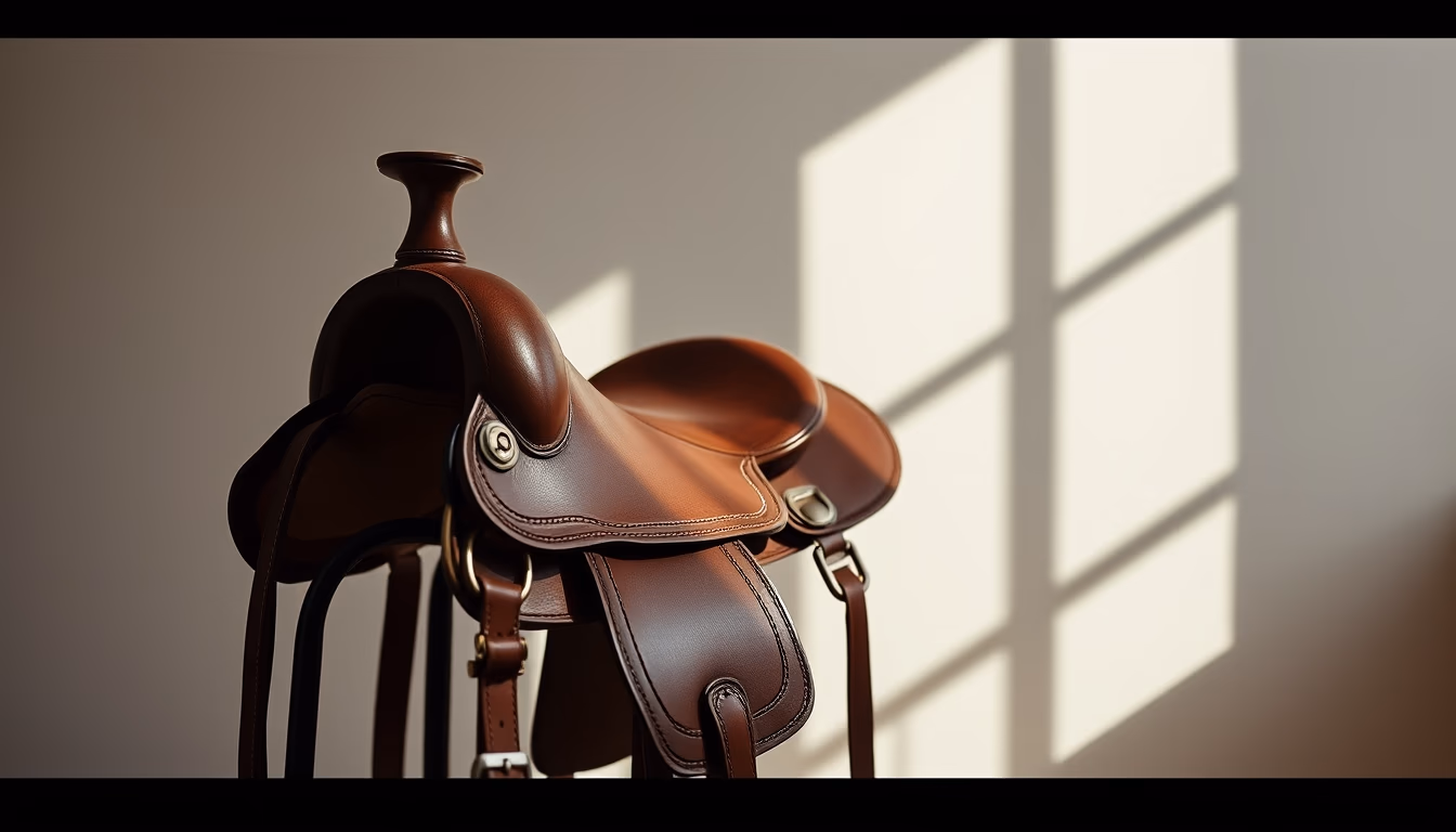 western saddle leather in editorial style