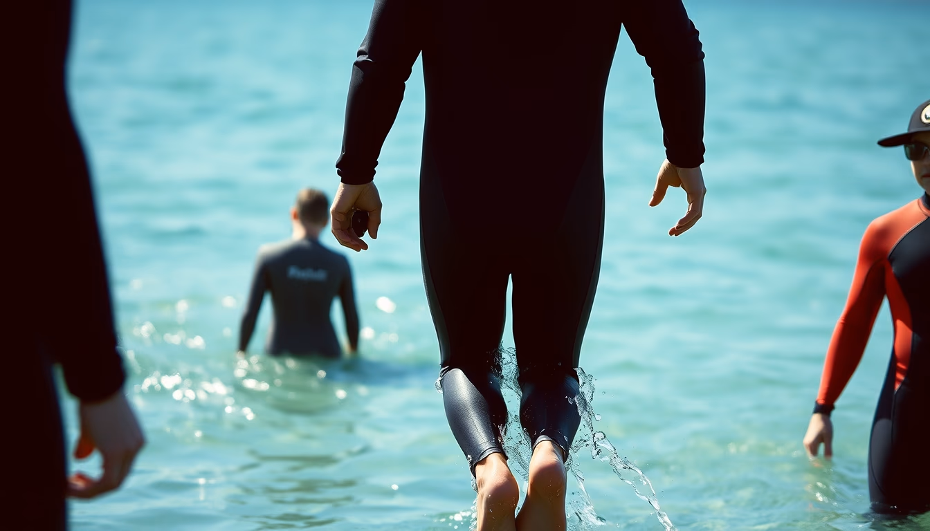 wetsuit hanging black in editorial style