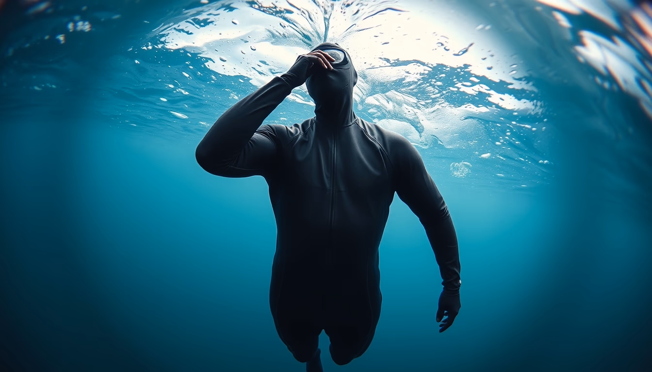 wetsuit hanging black in editorial style