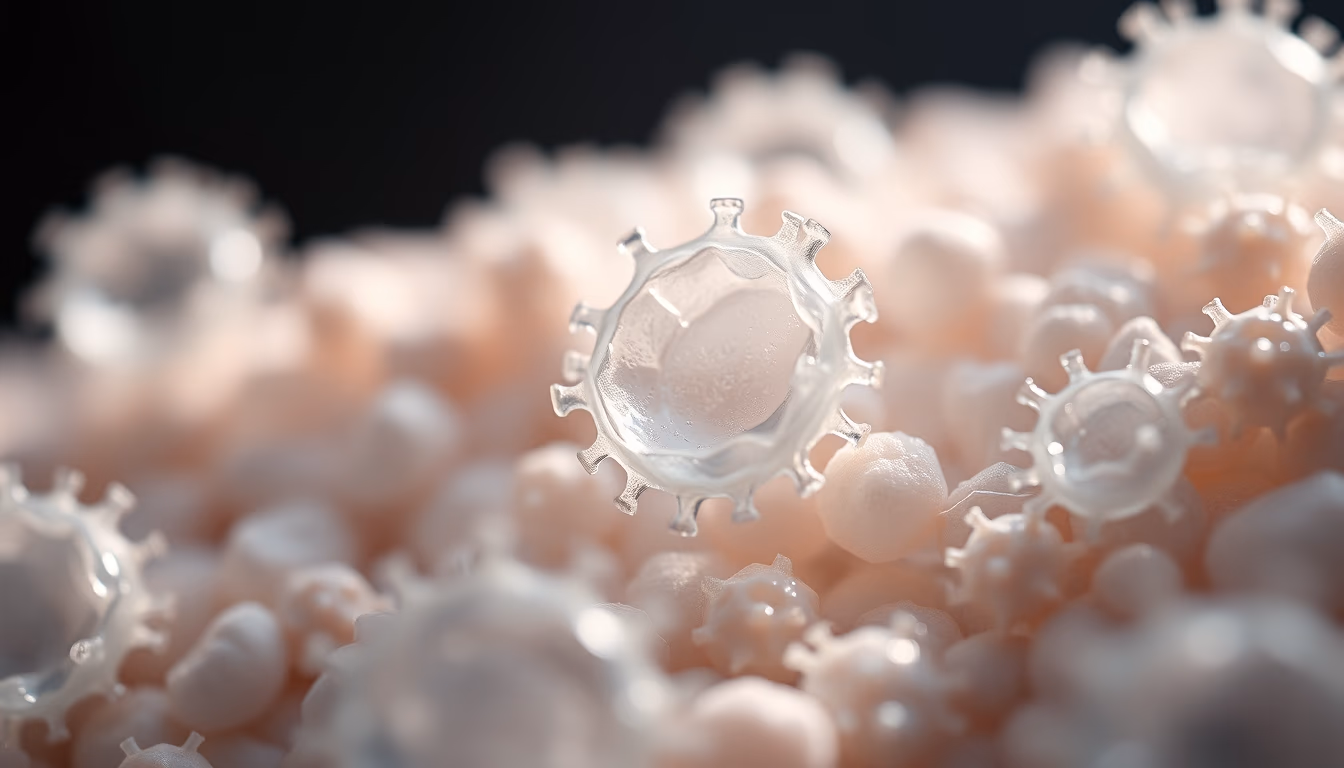 white blood cells macro in editorial style